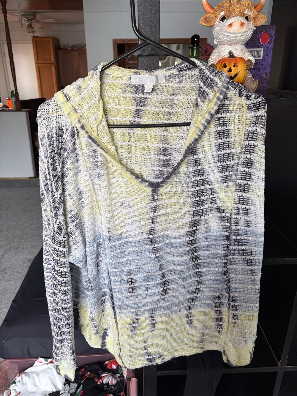 Adyson Parker Hooded Knit Coverup in Yellow, Gray & White